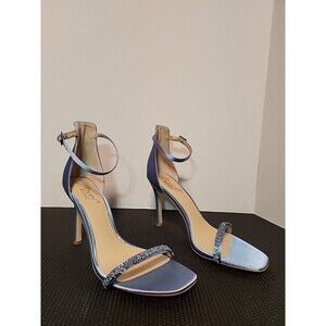 Jewel Badgley Mischka Adriane Jeweled Strap Sandal in Steel Blue Sz9.5 NEW